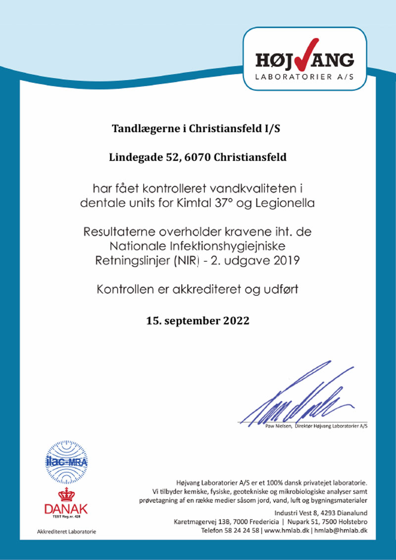 2022 Certifikat Vand kvalitet(Højvang Laboratoriet A/S)